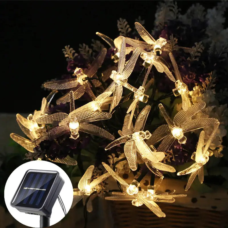 Guirnalda Solar Luces Libélulas