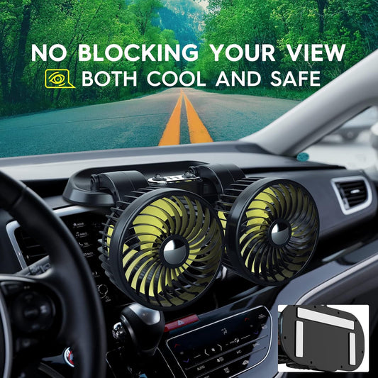 Ventilador Doble Cabezal 360° Para Autos