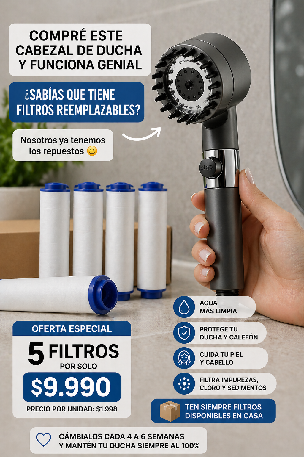 Filtros purificadores para Cabezal de Ducha