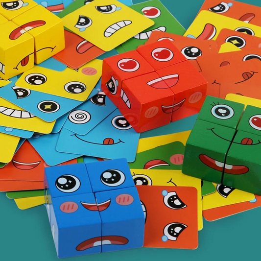 Juego Emociones Cubos de Madera