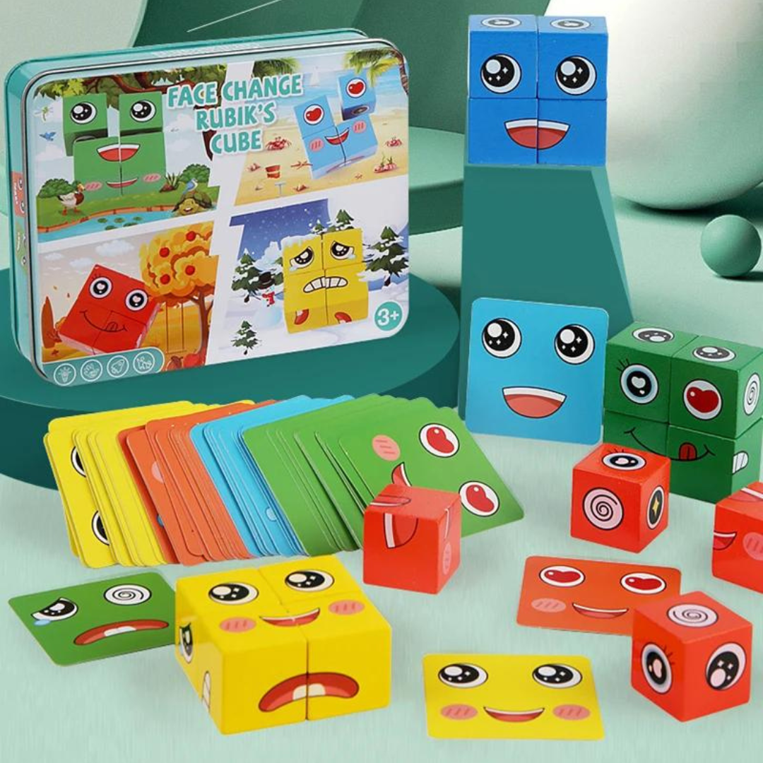 Juego Emociones Cubos de Madera