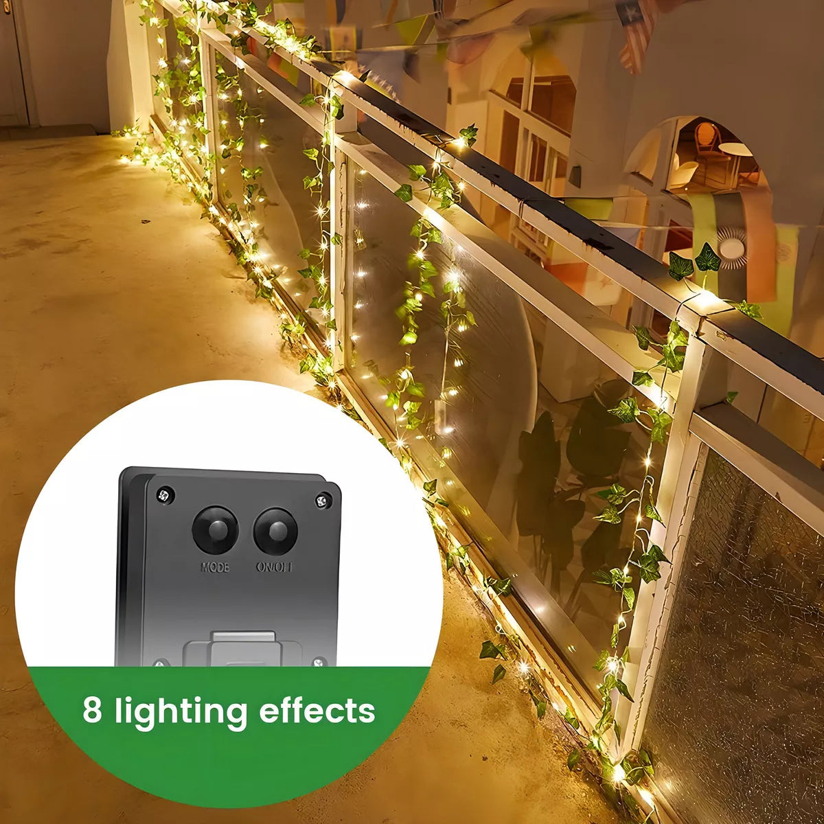 Cortina Solar de Hojas Led Cálida