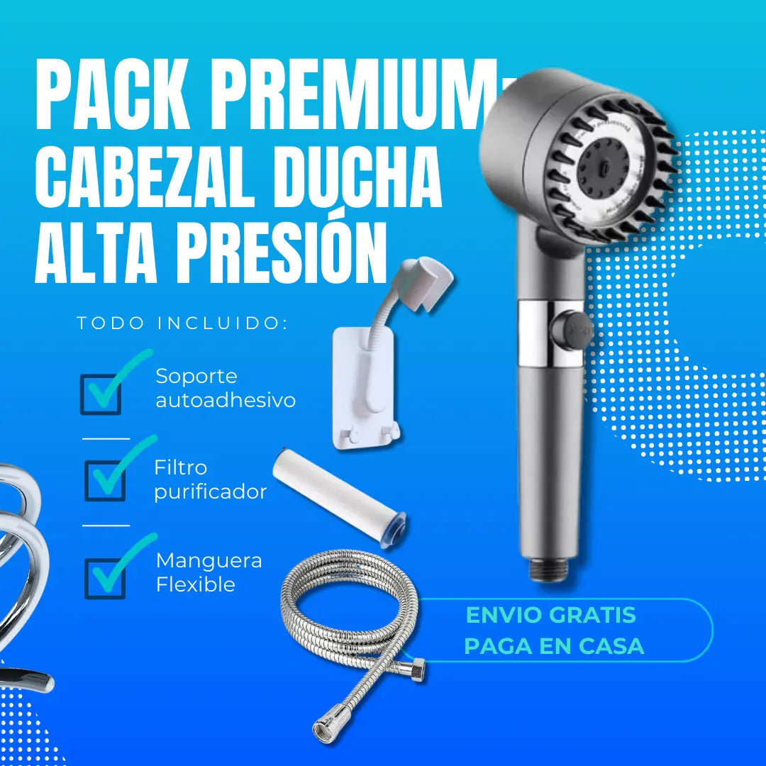 Pack Premium: Cabezal de Ducha de Alta Presión con Masaje Relajante+ ENVIO GRATIS