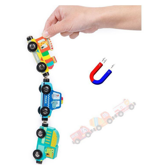 Tren Autos de Madera Arrastre Magnético