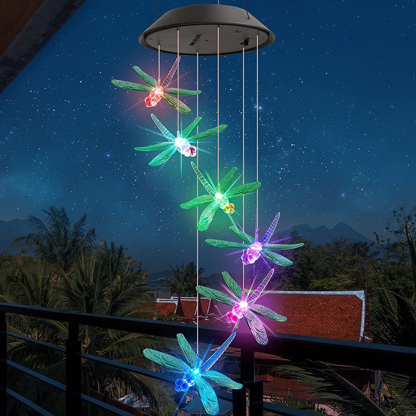 Colgante Solar Libélulas Luz Multicolor - Okeipo