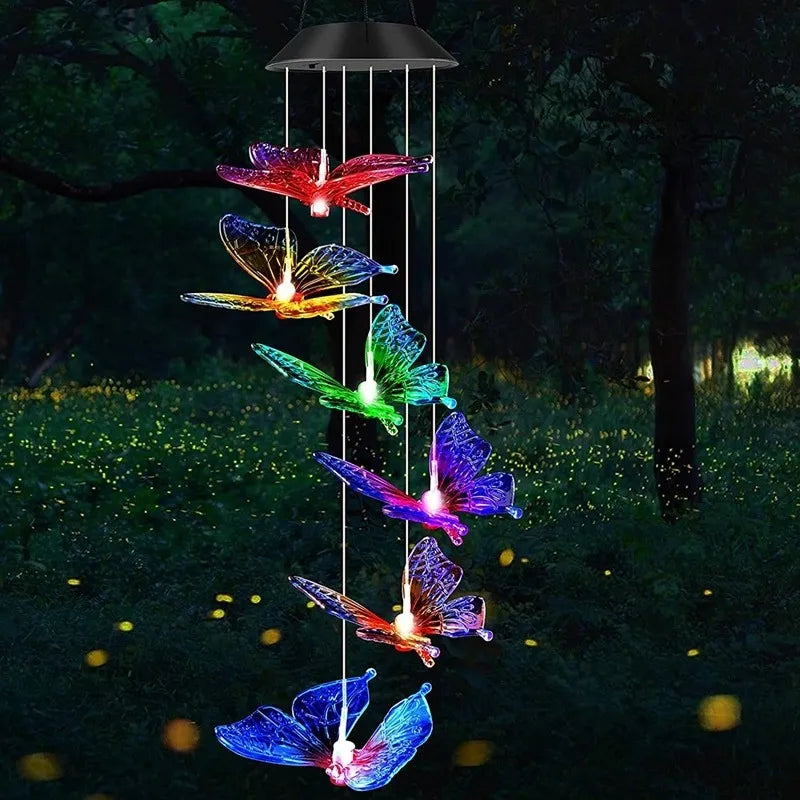 Colgante Solar Mariposas Luz Multicolor - Okeipo