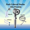 Pack Completo Cabezal Ducha Alta Presión con Masajeador