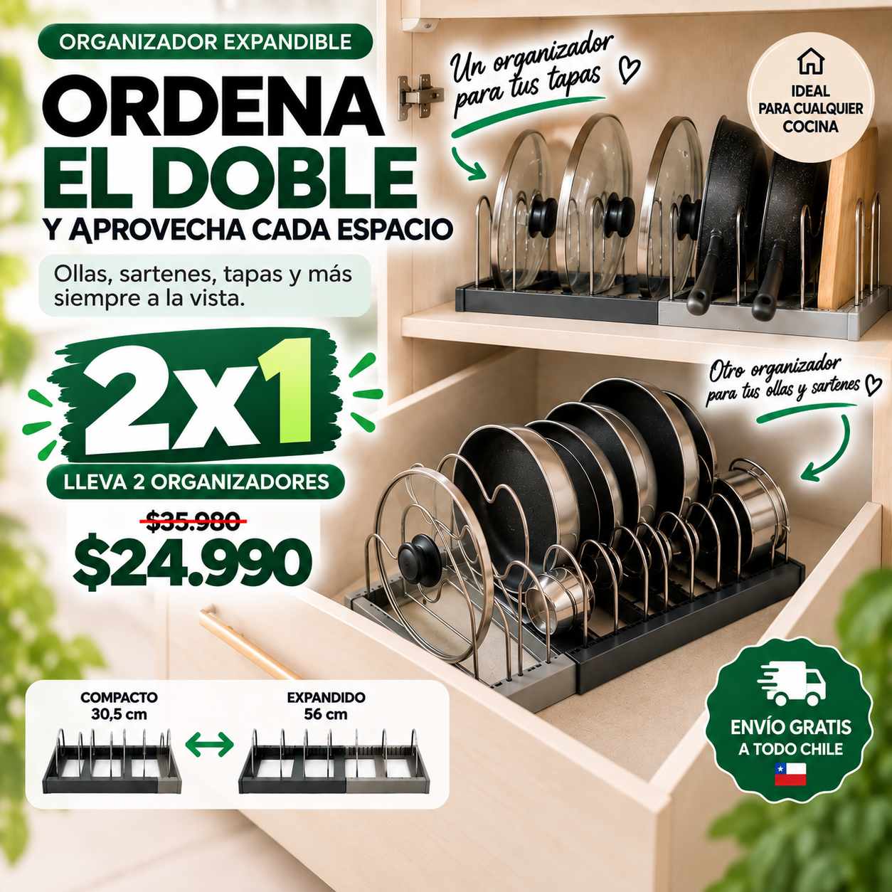 Organizador Expandible de Cocina 2x1
