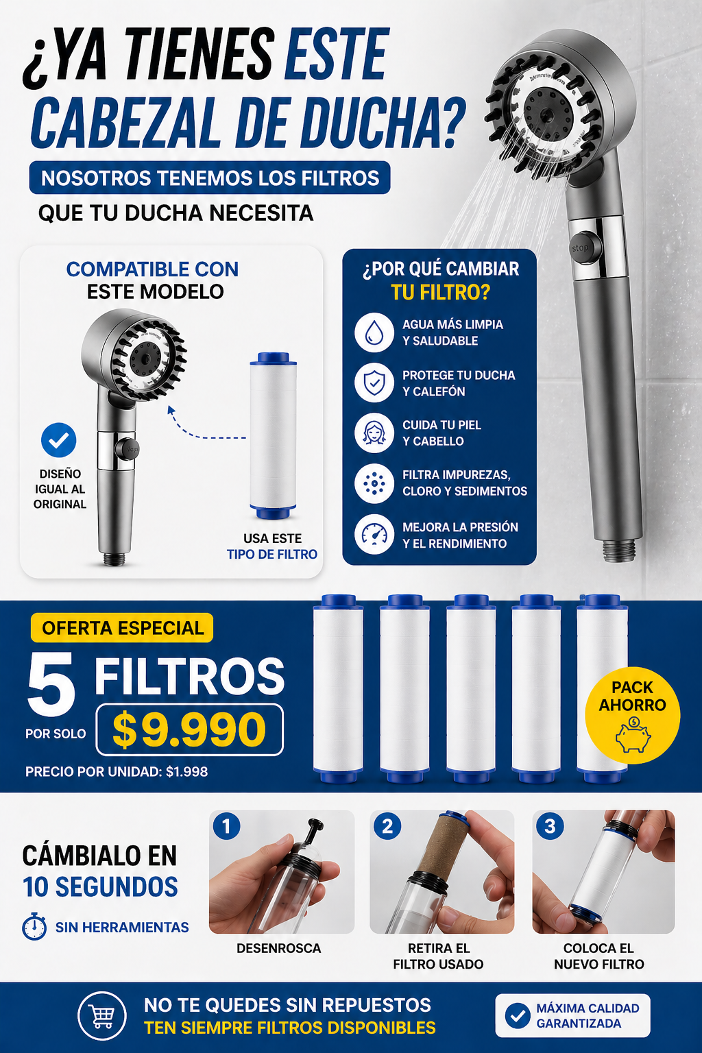 Filtros purificadores para Cabezal de Ducha