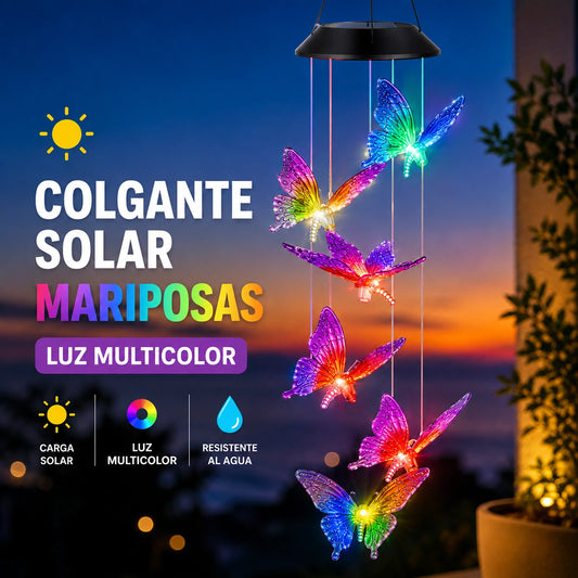 Colgante Solar Mariposas Luz Multicolor