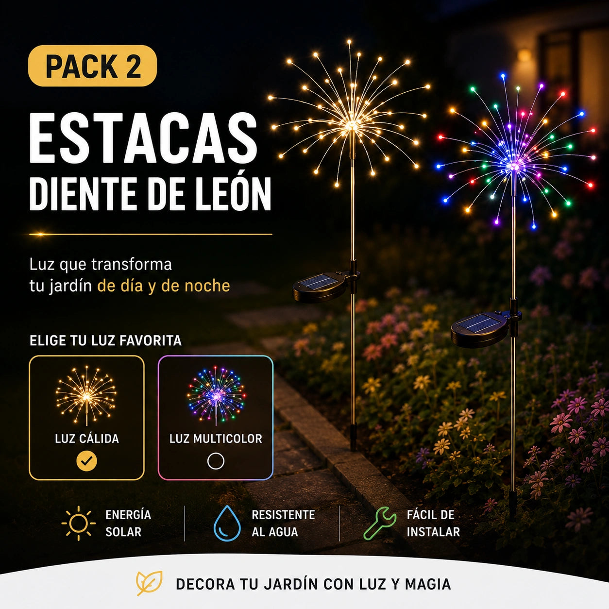 Pack 2 Estacas Solar Diente de León- Chascona