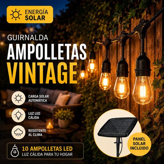 Guirnalda Solar con Ampolletas Vintage
