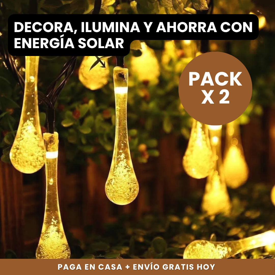 Pack 2 Guirnalda Gotas Led Luz Cálida
