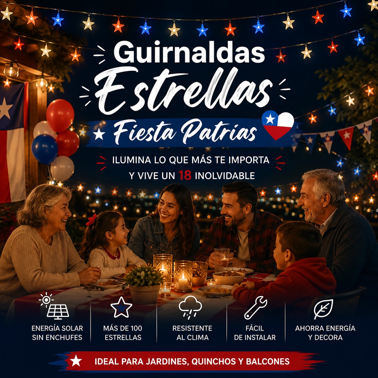 Guirnalda Solar Estrellas Patrias