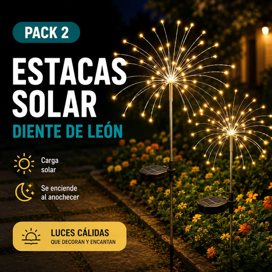 Pack 2 Estacas solar diente león - Luz Cálida