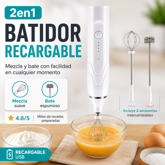 Mini Batidor Recargable 2en1