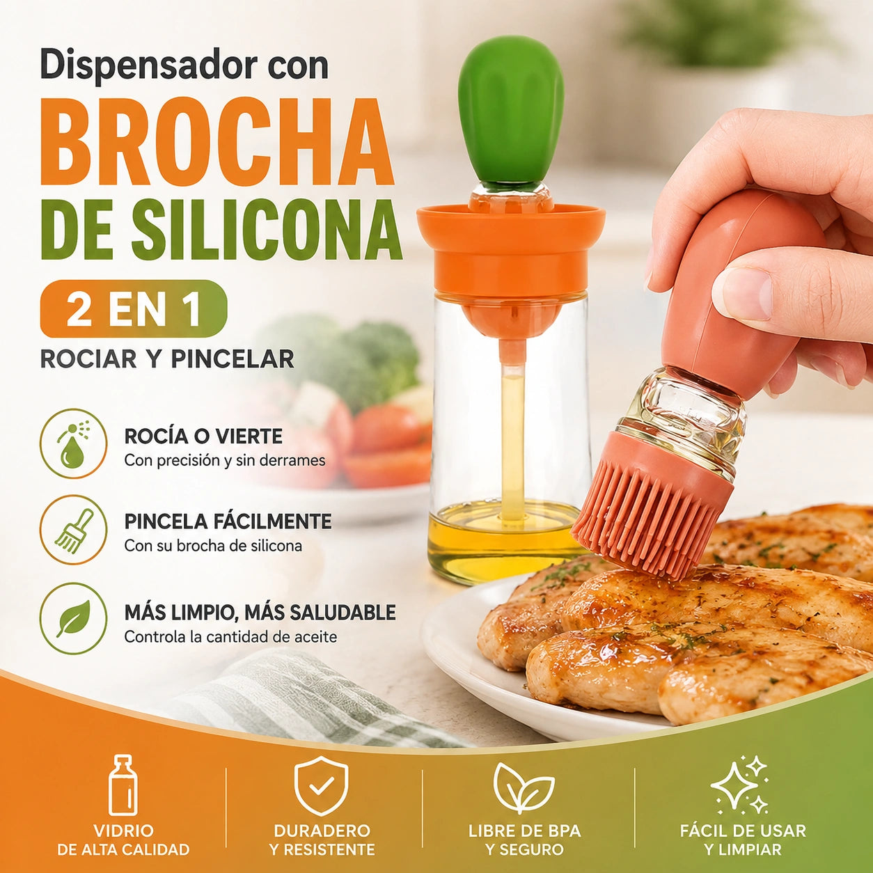 Dispensador con Brocha de Silicona 2 en 1