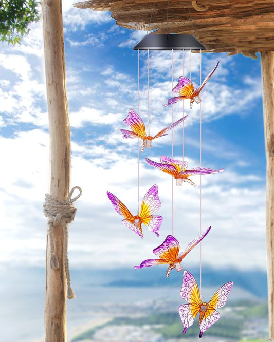 Colgante Solar Mariposas Luz Multicolor - Okeipo